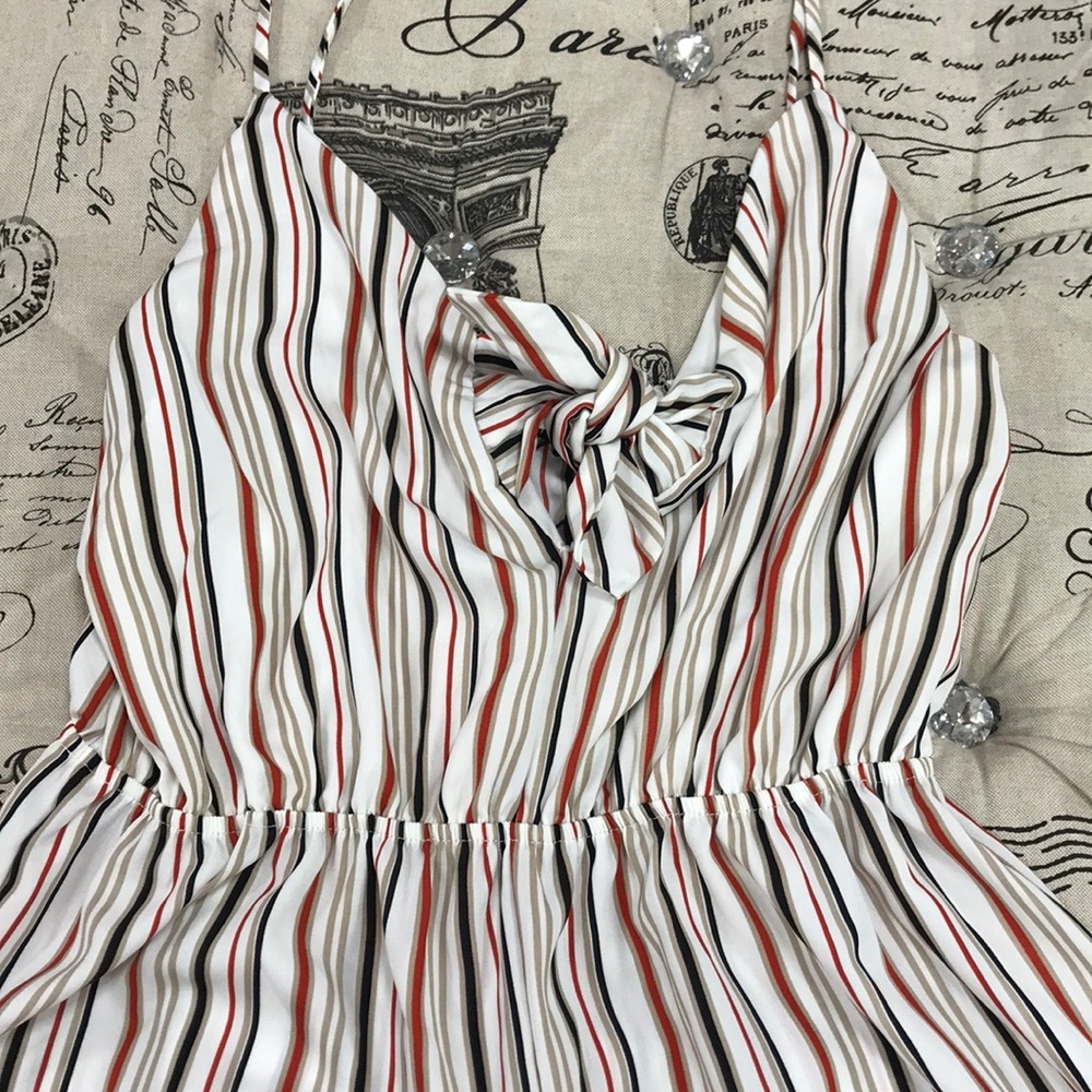 🎁 Papillon Bow Front Striped Jumpsuit - Picture 5 of 8